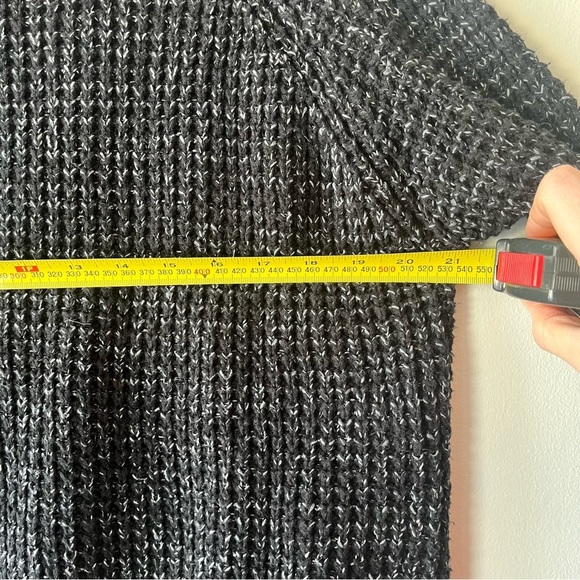 Roots Chunky Knit Mock Neck Sweater Marled Black Gray Cozy Pullover oversized XS - Picture 9 of 11